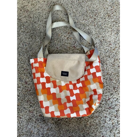 Madison Handbags Retro Orange Tote Bag With Flap & Dual Straps Sewn In USA - Picture 1 of 7